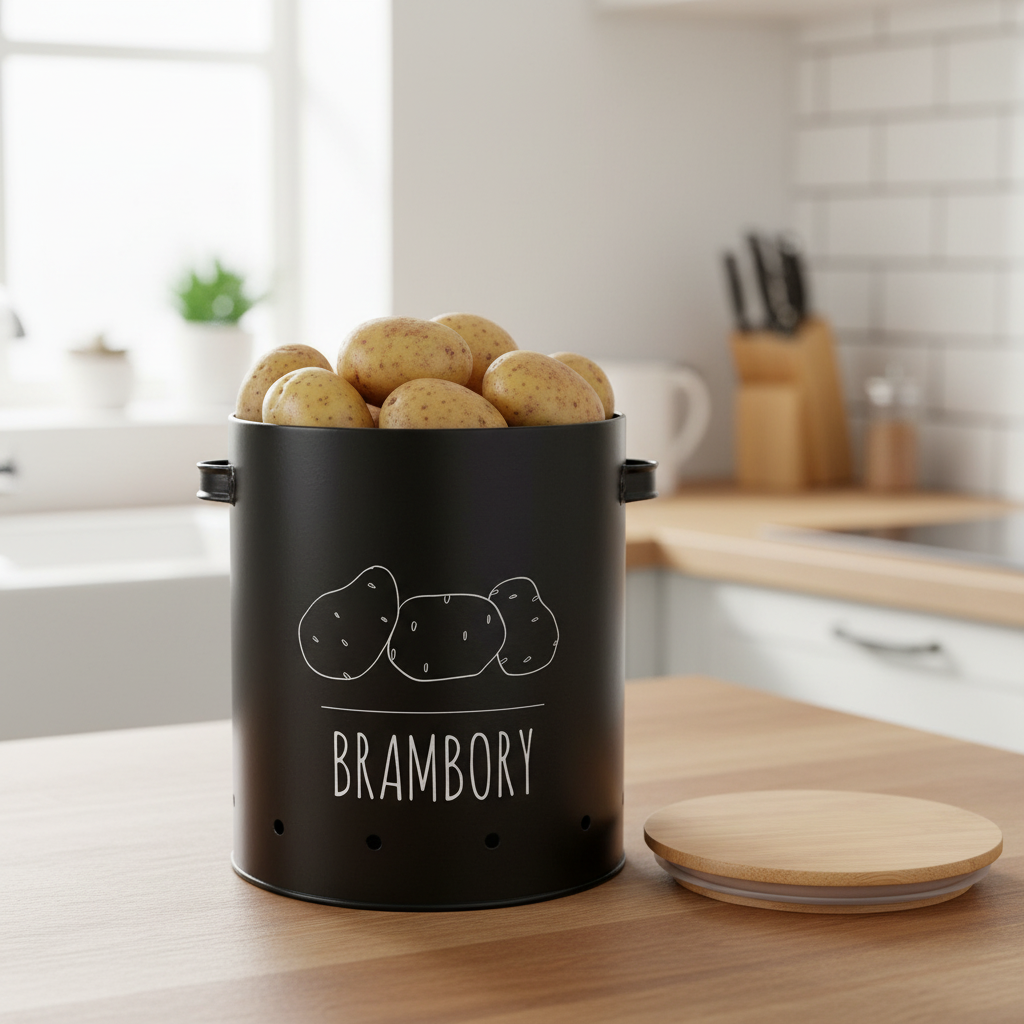 plechová dóza na brambory